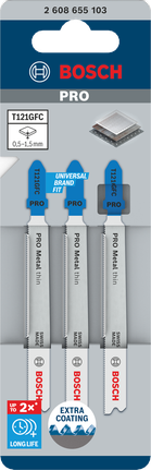 Hojas de sierra de calar Bosch PRO Metal thin T121GFC, paquete de 3, 92 mm.